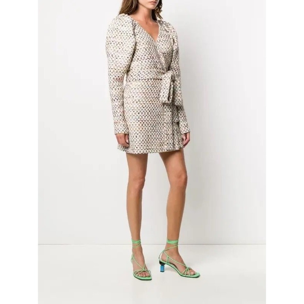 ROTATE Birger Christensen Bridget Dress True Blue Comb Woven Metallic‎ Mini 10